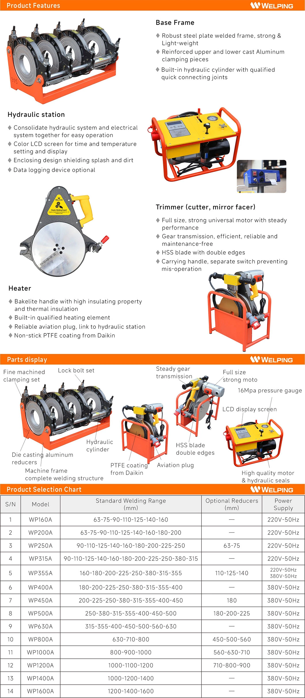 Resistance Customized Hydraulic Plastic Welding Machine Butt Welder Welping Good Service